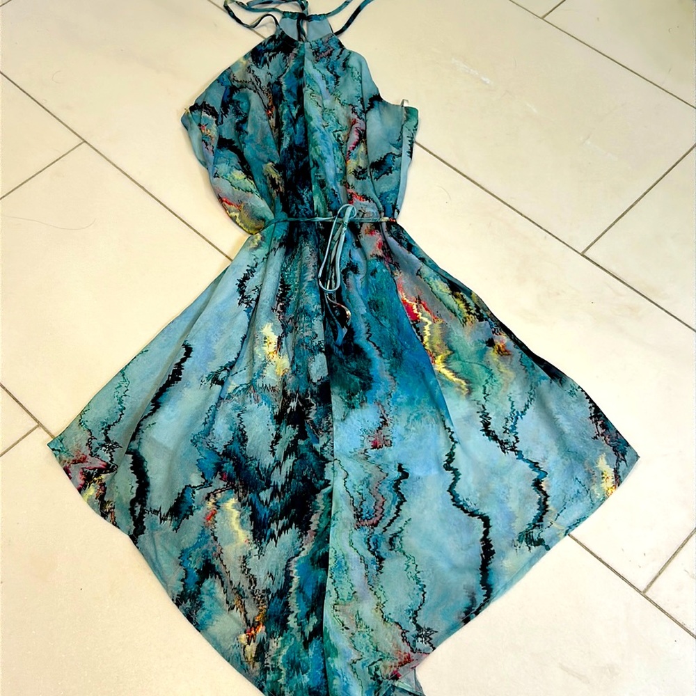 Abstract, print Massimo halter dress